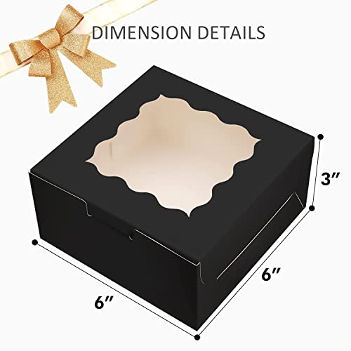 Bakepacker Black Bakery Boxes with Window 6x6x3 inches 60-Packs - color: Black, size: 6"*6"*3" / 60 Pcs