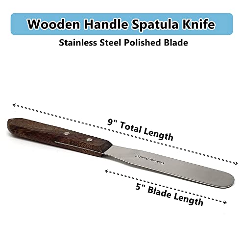 Wooden Handle Butter Cake Icing Spatula Spreader Pastry Decorating Tool Stainless Steel,Grilling, Baking Cooking Kitchen Utensil (5" Blade) - size: 5" Blade