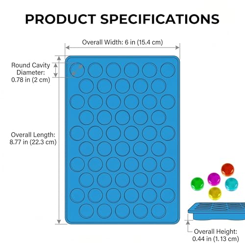 Round Gummy Candy Molds - 220 Cavity Silicone Candy Molds with 2pcs Dropper for Hard Candy, Gummy, Caramels, Chocolate, Ganache, Ice Cubes - color: 220 Cavity Round Candy Molds