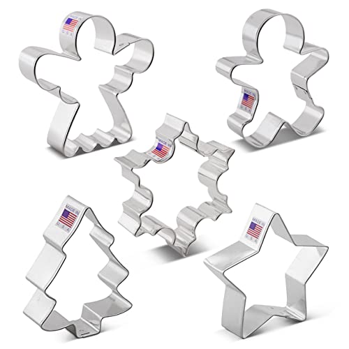 Ann Clark Christmas and Holiday Cookie Cutters Set of 5, Made in USA - style: Christmas 5-Pc Set