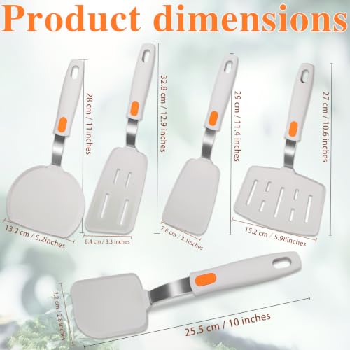 5-Pack Silicone Spatula Set Turner Spatulas (Beige) - color: Beige