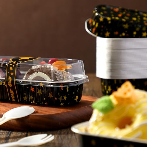 Tioncy 100 Pcs Mini Loaf Pans with Lids Spoons, Star - style: Star