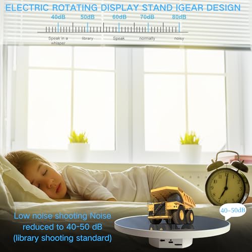 JAYEGT Motorized Rotating Display Stand, 10inch /11Lbs Load ,Mirror Cover ，360 Degree Electric Rotating Turntable ,Cup Display Turner Stand,Photography Products, Jewelry ,Tumbler -White