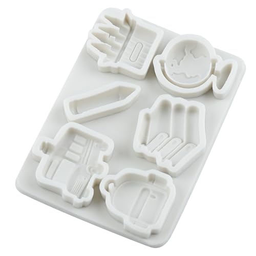 School Bus Schoolbag Fondant Mold Book Globe Pen Silicone Molds - color: Style H