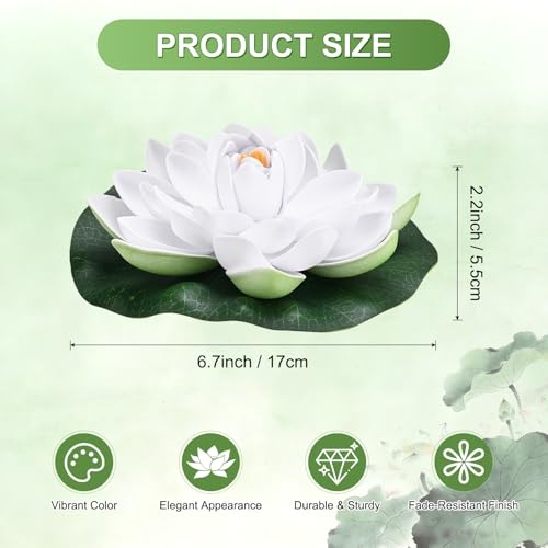 M METERXITY 1-Set Artificial Floating Foam Lotus Flower 7 inch, White - color: White, size: 6.7 Inch