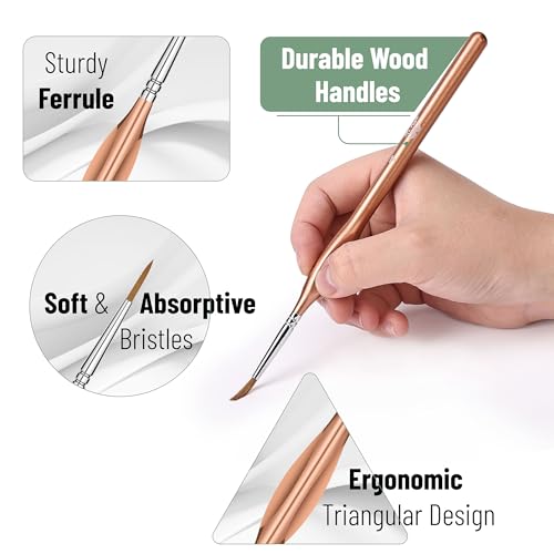 Mr. Pen- Detail Paint Brushes Set, 9 pcs, Rose Gold - color: Rose Gold