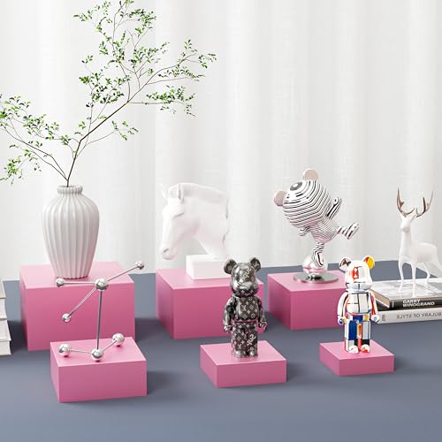 6 Pcs Metal Buffet Risers, Large Food Display Stands for Table - color: Pink, size: 6P-Square(5IN to 10 IN)