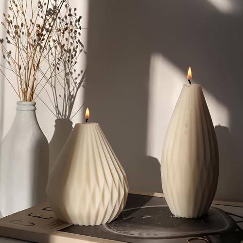 Silicone Candle Molds, 3D Pear Shape Scented Candle Mold, Classic Geometric Design, Colorless, BPA Free, Silicone Molds for Candle Making, DIY, Resin, Wax, Soap, Clay, Chocolate Etc - color: Pear Form