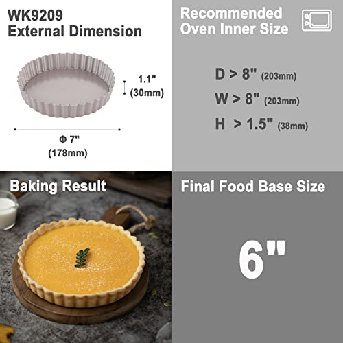 CHEFMADE Tart Pan, 7-Inch with Removable Loose Bottom Non-Stick Round Quiche Bakeware for Oven and Instant Pot Baking (Champagne Gold) - size: 7" with Removable Bottom