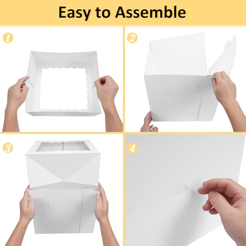 Moretoes 12pcs 12”x12”x12” Cake Boxes, Tall Bakery Box for Tier Cakes