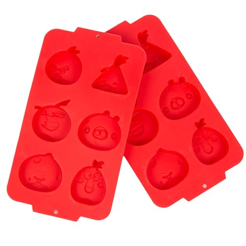 Angry Birds Ice Cube & Chocolate Molds- 2 Trays, 12 Cavity Silicone Baking Molds- 3D Fun Animals for Whiskey Cocktails, Chilling Drinks- Reusable Dessert for Parties or Gift, Easy Fill Dishwasher Safe