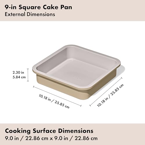 OXO Good Grips Non-Stick Pro Ceramic Coated 9 in Square Cake Pan, Biscuit - color: Tan, size: 9" Square Cake Pan
