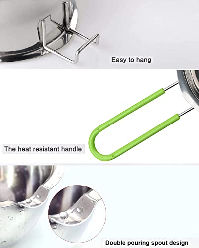 Double Boiler Pot Set, Stainless Steel Melting Pot 600ml and 1600ml,Green - size: 1600 ML+600ML Green