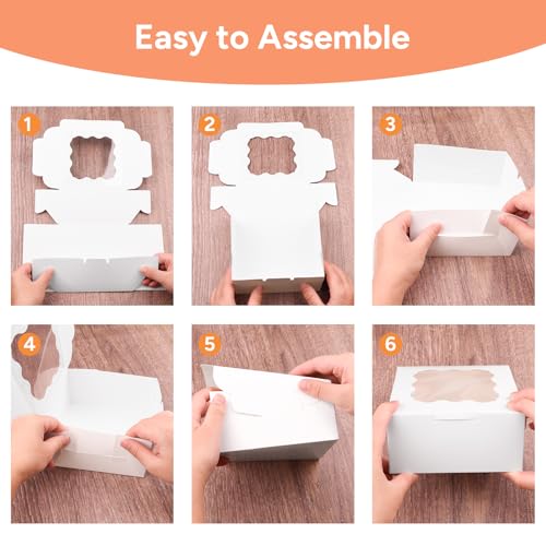 50Pcs Cookie Boxes with Window, 4×4×2.5 Inches White Paper Treat Boxes - size: 4x4x2.5 inches