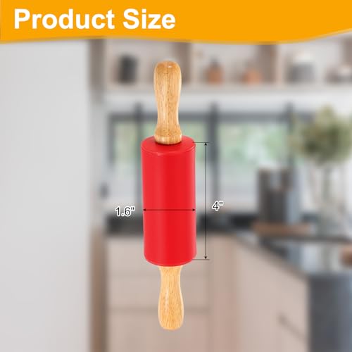 uxcell 4 Inch Silicone Rolling Pin Small Dough Roller Red - color: Red, size: 4 Inch