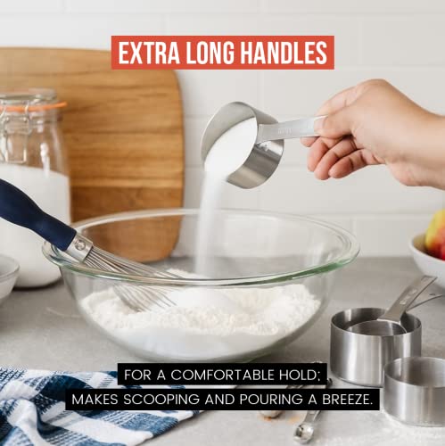 Chef Pomodoro Stainless Steel Measuring Cups, Stackable 7 Pcs Long Handle