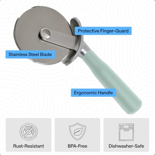 GORILLA GRIP Patented Stainless Steel Large Pizza Cutter Wheel, Mint - color: Mint