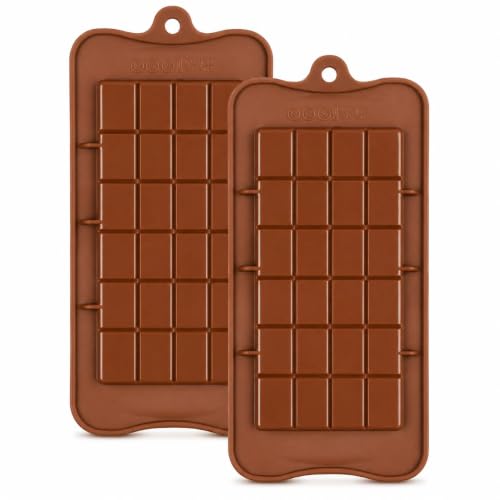 2 Pack Thin Break Apart Chocolate Bar Silicone Mold, Non-Stick Candy Bar Molds for Homemade Chocolate, Protein Bars, Energy Bars, Gummies & Candy - style: Bar