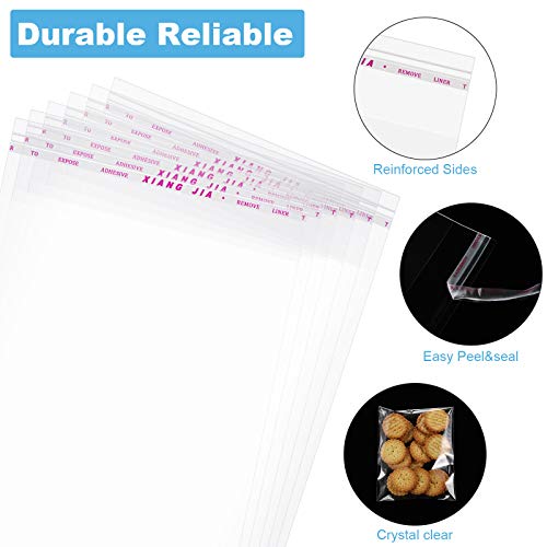 Geyoga 240 Pcs Clear Cellophane Bags Self Adhesive, 4 Size Cello Bags