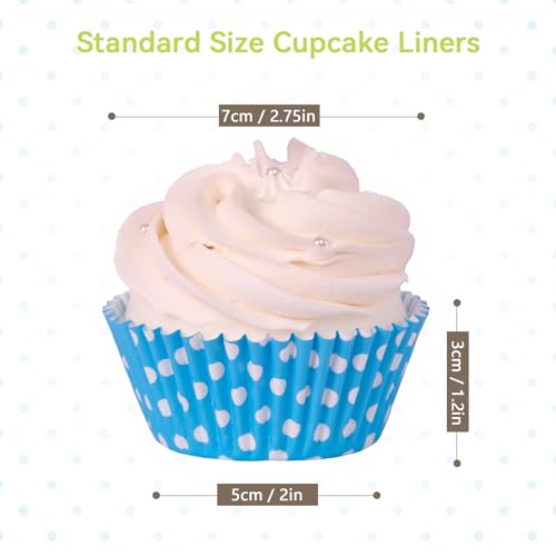 Standard Cupcake Liners 450 Count, Cute Polka Dots Paper Baking Cups Food Grade Disposable Cupcake Wrappers Rainbow Muffin Cups for Wedding Birthday Tea Party Baking Supplies - size: Standard Size