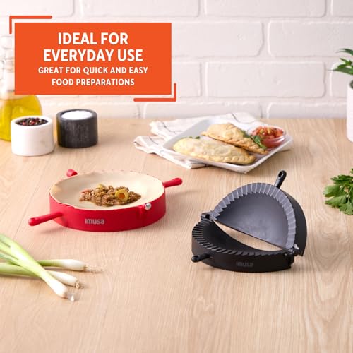 IMUSA 2 Piece Jumbo & XL Empanada Press Set, Black & Red