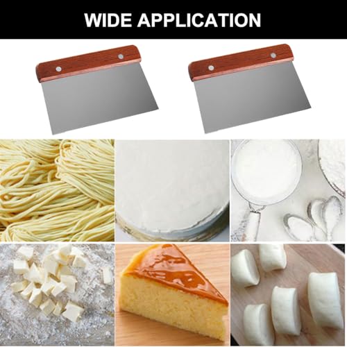 Bench Scraper Stainless Steel Dough Scraper 2 Pcs Wood Handle