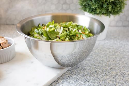 Fox Run Stainless Steel Large Mixing Bowl, 10.25 x 5.25 inches, 4.25 Quart Capacity - color: Stainless Steel, size: 4.25 Quart