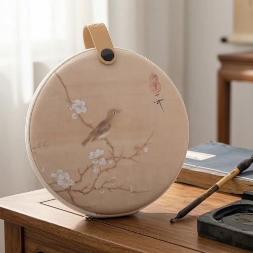 LUOZZY Pu'er Tea Cake Storage Bag Round Tea Cake Packing Bag with Plum Blossom Pattern Teacakes Organizer with Portable Loop for Home Office Decoration