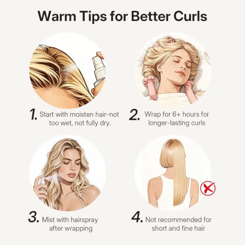 LitBear Jumbo Heatless Curls Overnight Set for Long Thick Hair, Pink