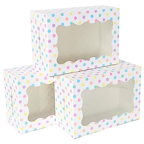 Polka Dot Cookie Boxes - 12 Pack - Pastel Bakery Gift Box with Window - color: Pastel Polka Dots