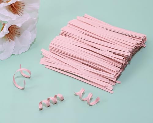 ONLYKXY 500pcs Kraft Paper Twist Ties Plant Ties 4inch Reusable Bread Twist Ties cake pop ties Cable Ties Candy Ties for Bags (Pink) - color: Pink
