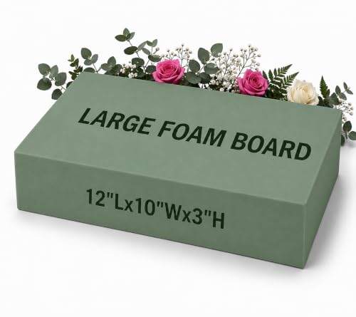 FLOFARE Floral Foam Base 12" L x 10" W x 3" H, Large Floral Foam Block for Fresh and Artificial Flower Arrangement Supplies for Arts, Crafts, Office Decor, Home Decor, Wedding Decor and Party - size: Large Floral Foam Board