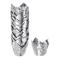 HARFINGTON 50Pcs Tulip Cupcake Liners Standard Aluminum Foil Baking Cups Greaseproof Wrappers Disposable for Birthday Banquets Party, Silver Tone - color: Silver Tone