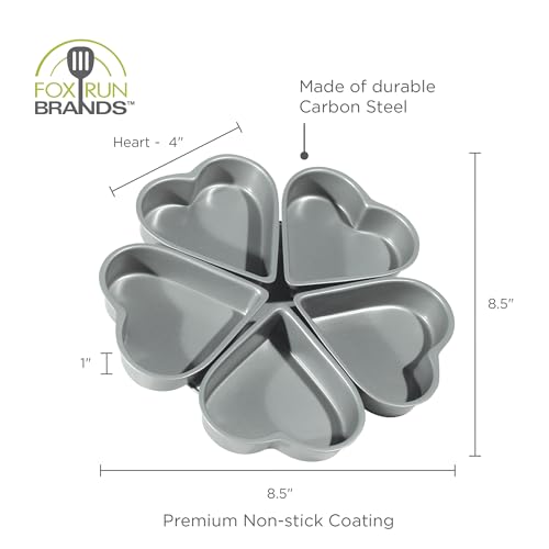 Fox Run Linked Heart Cake Pan, 4-Inch Hearts, Nonstick Heat Shaped Cake Pan - style: Linked Heart Pan