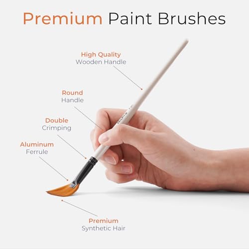 Nicpro 40 PCS Paint Brush Set, Professional Acrylic Paint Brushes - color: White, size: 40 Pieces