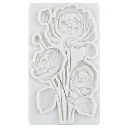 Flower Silicone Mold Peony Rose Carnation Fondant Molds Set of 4 - color: Style Q
