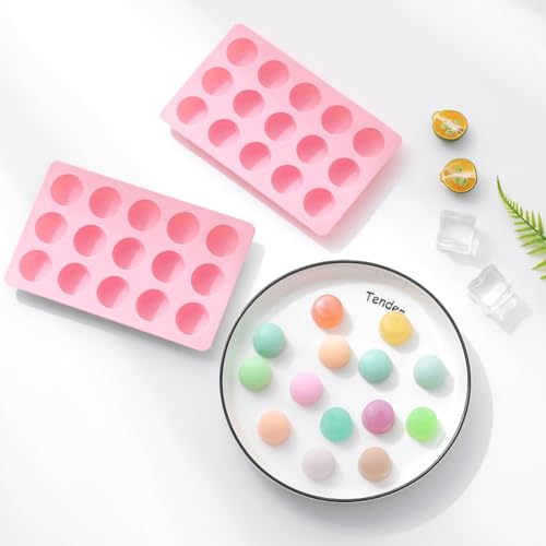 2-Pack Round Shape Candy & Chocolate Silicone Molds, Non-stick, Pink - size: Round