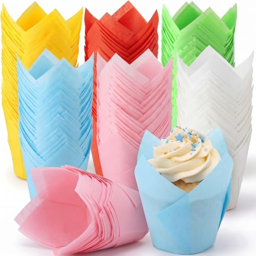 600 Pcs Tulip Cupcake Liners, Solid, Colorful - color: Colorful