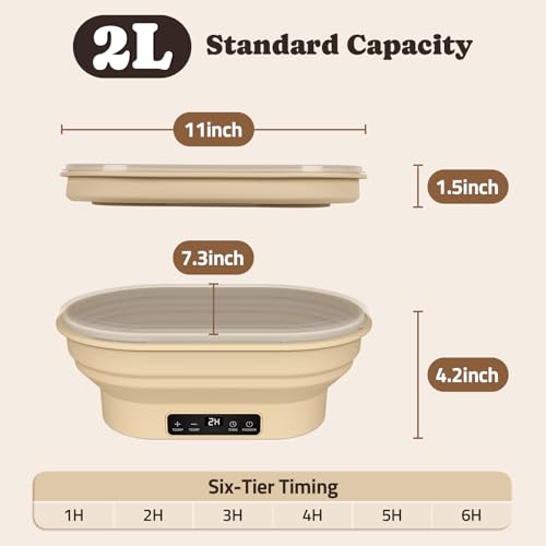 Heating Sourdough Bread Proofing Basket, 2L Electric Thermostatic Oval - size: 2L