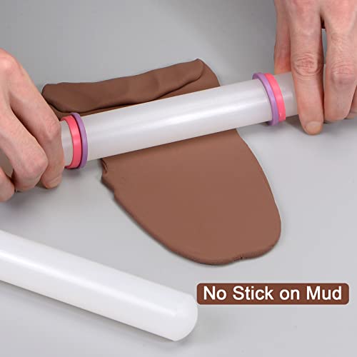 HARFINGTON Fondant Rolling Pin PP 30cm x 2.5cm Non Stick for Baking White - size: 11.81 Inch x 0.98 Inch