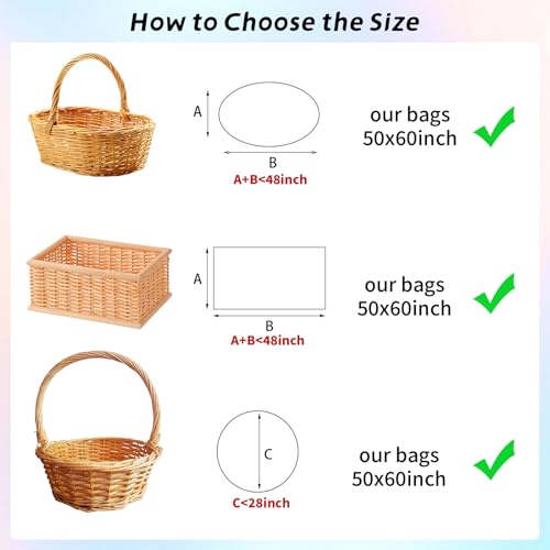Jumbo Huge Clear Cellophane Gift Bags 50x60 Inch for Large Gift Baskets - size: 50x60 Inch