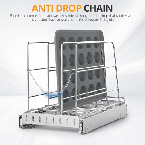 Pull Out Cabinet Organizer for Cutting Board, Cookie Sheet, Baking Sheet - size: 9”W x 16.5”D (22.8 x 41.8 cm)