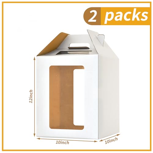 XININSUN Tall cake boxes for tier cakes 10x10x12 Inch with 6 Windows 2Pack - color: White