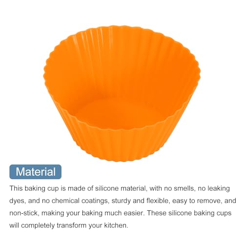 uxcell 36Pcs Silicone Cupcake Liners Non-Stick Baking Cup Orange - color: Orange, size: 3.5cm/1.4inch