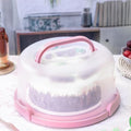 10in Plastic Cake Carrier with Handle, Round Cake Holder with Lid Pink Cake Container for 6in/8in/10in Cake(pink) - color: Pink