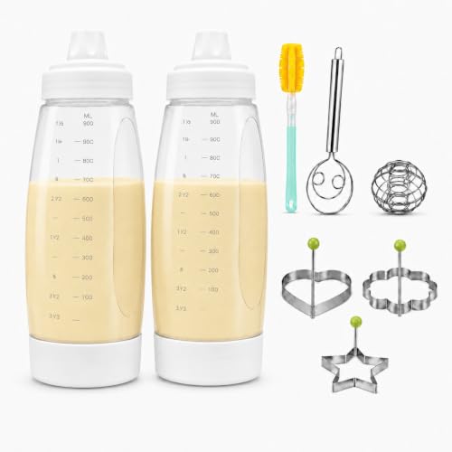 2 Pack Pancake Batter Dispenser Bottle Kit (2 Pack-White) - color: 2 Pack-White