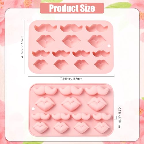 Airssory 2Pcs Silicone Beard and Lip Mold Pink 18.7x11.8x1.8cm for DIY Lip Shaping Candy Chocolate Cookies - color: Beard and Lip Molds