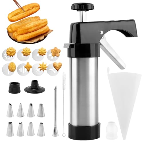 Stainless Steel Churro Maker Kit with 8 Discs, 8 Tips and Piping Bag
