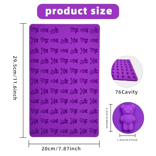 2 PCS Gummy Bear Candy Molds Silicone, 152 Cavity Bear Shape Mini Silicone Gummy Molds for Chocolate, Candy, Biscuits, Cookie, Jelly,Fondant,Ice Cube,Pet Dog Treats Mold - style: Mini Bear