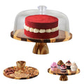 Acacia Wood Cake Stand with Acrylic Lid – 12” Round Wooden Cake Holder, 2-in-1 Serving Tray & Charcuterie Board for Cheese, Dessert, Fruit, Snacks & Party Display